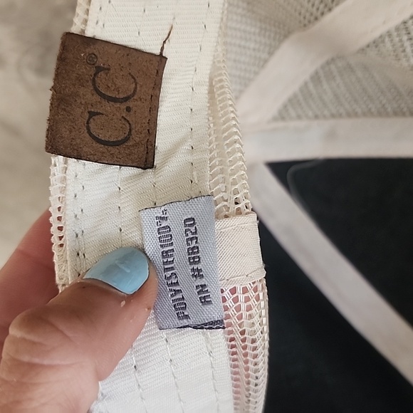 C.C Exclusives Leopard Print Mesh Trucker Dad Hat with Messy Bun Ponytail Hole - Picture 8 of 8